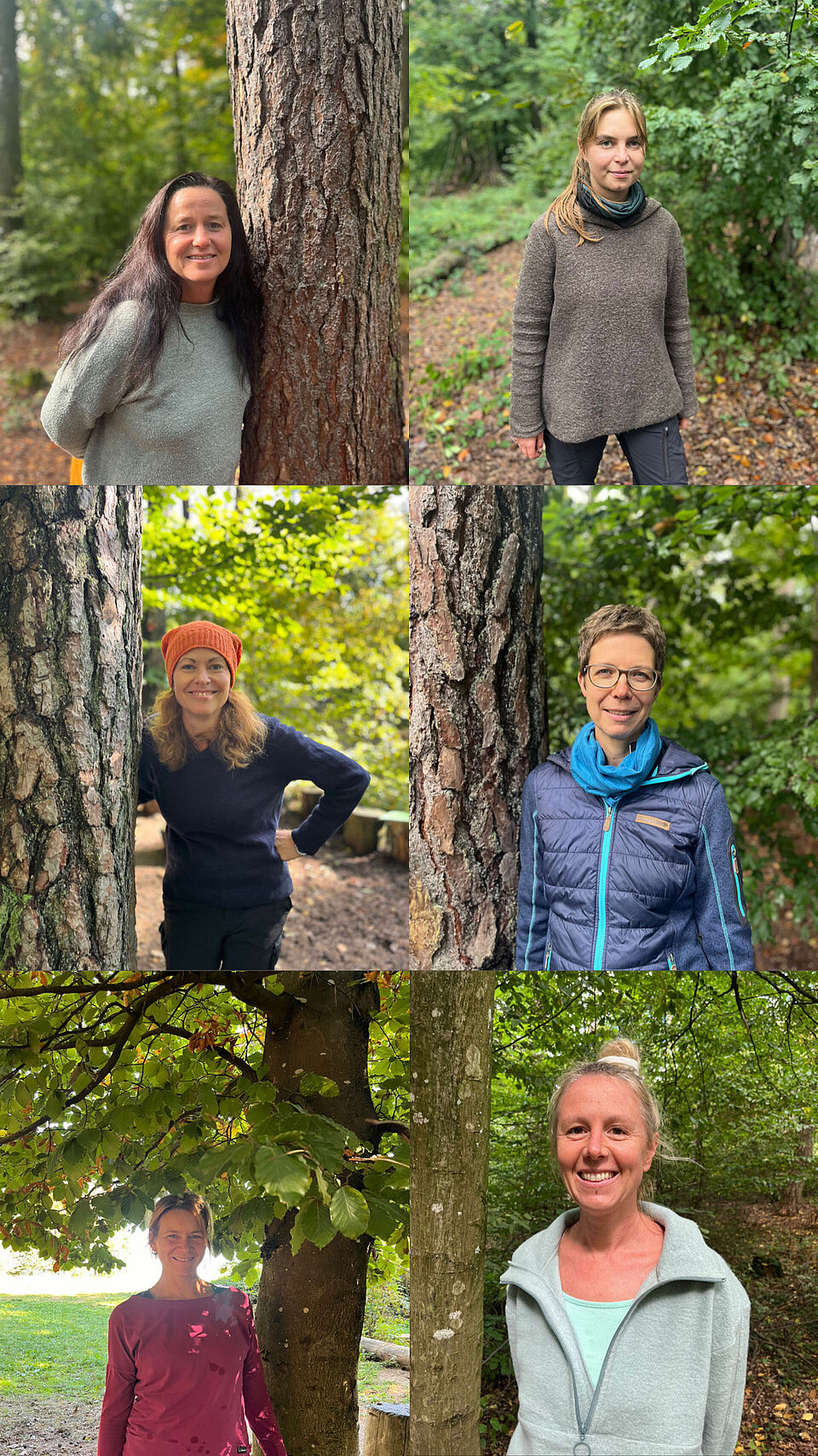 Das Bild ist eine Collage mit Fotos der Mitarbeitenden im BRK-Waldkindergarten Monheim